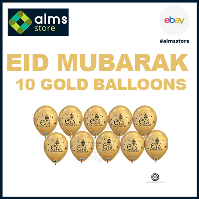 Eid Mubarak Gold Latex Balloons - B-EID003