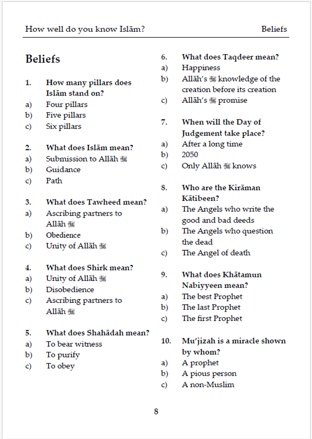 How Well Do You Know Islam? (Quiz Book) Paperback